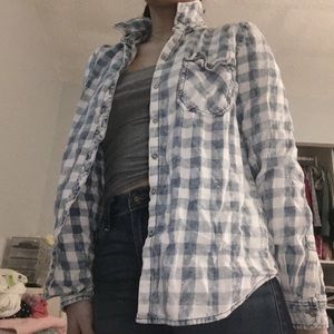 light blue/white gingham button up